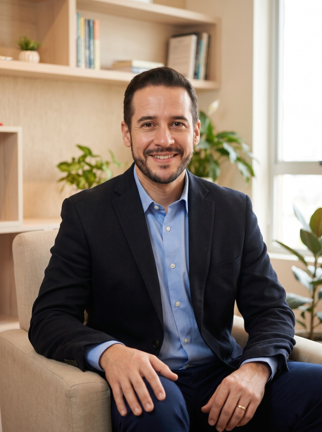 Fábio Ribeiro sorrindo no consultório